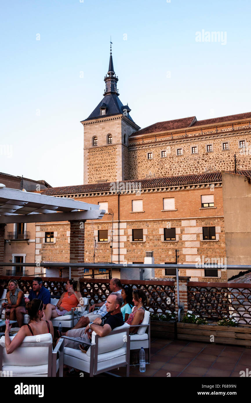 Tolède Espagne,Europe,Espagnol,hispanique hispanique Latin Latins Latino Latinos,Espagnol,Carlos V,Hotel hotels Lodging inn motels,Terrace,ter Banque D'Images