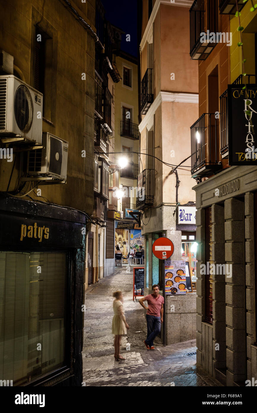 Tolède Espagne, Europe, Espagnol, hispanique hispanique Latins Latino Latinos, parlant espagnol, crépuscule, vie nocturne soir après la tombée de la nuit, Plaza Solarejo, Adu Banque D'Images