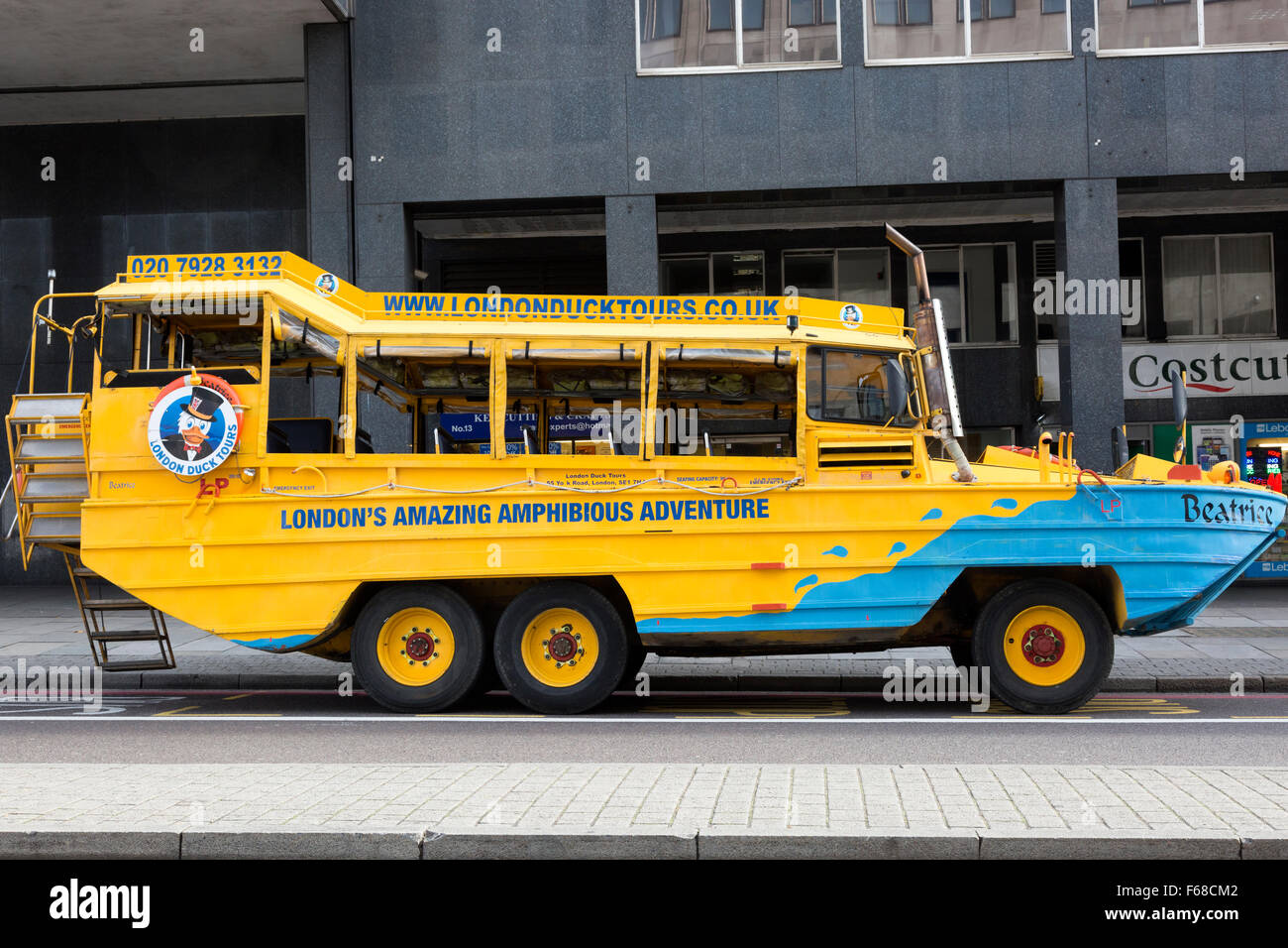 London Duck Tours véhicule amphibie stationné à Waterloo Banque D'Images