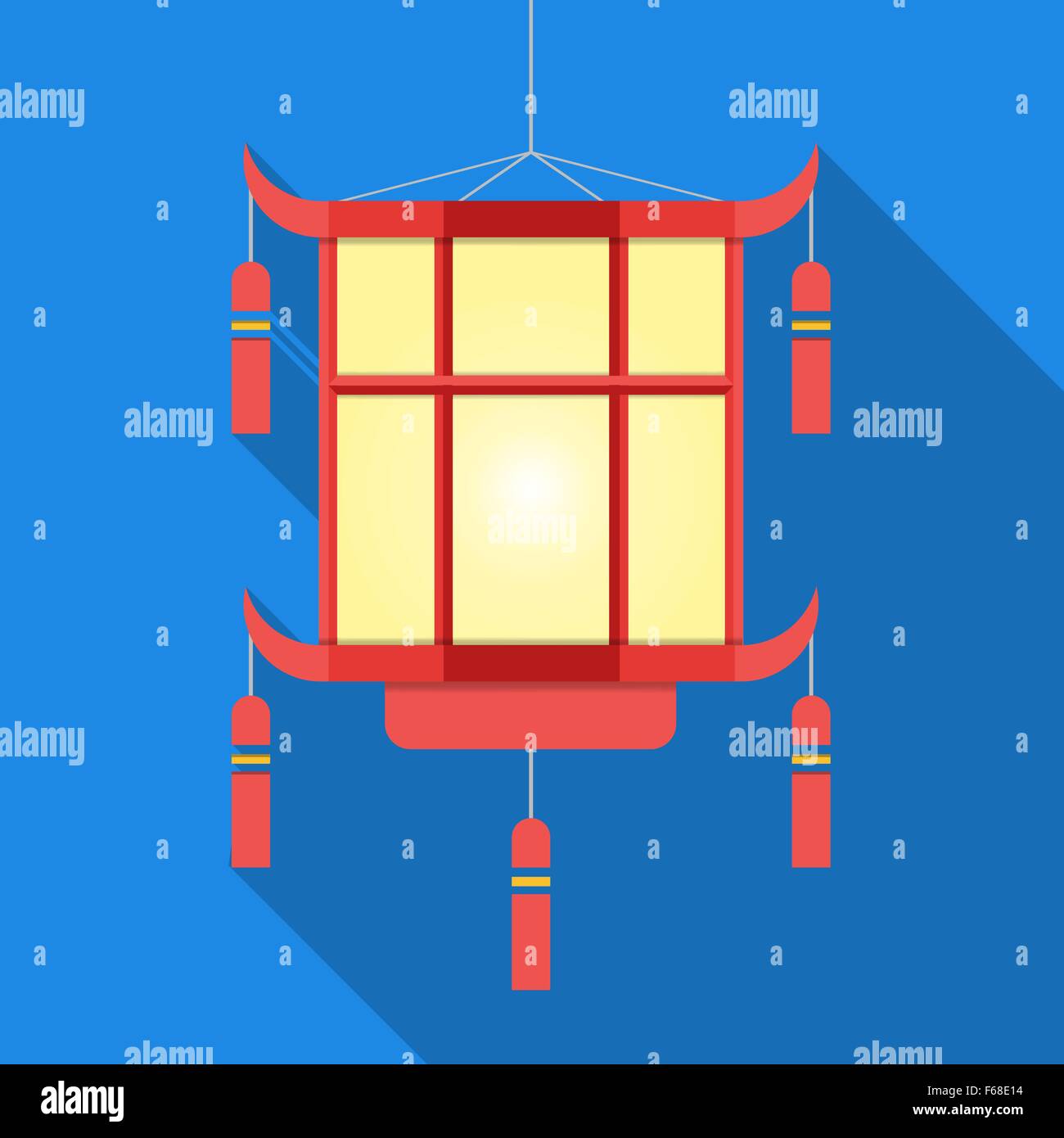 Lampe chinoise en long shadow /télévision style design pour site web et conception graphique Illustration de Vecteur