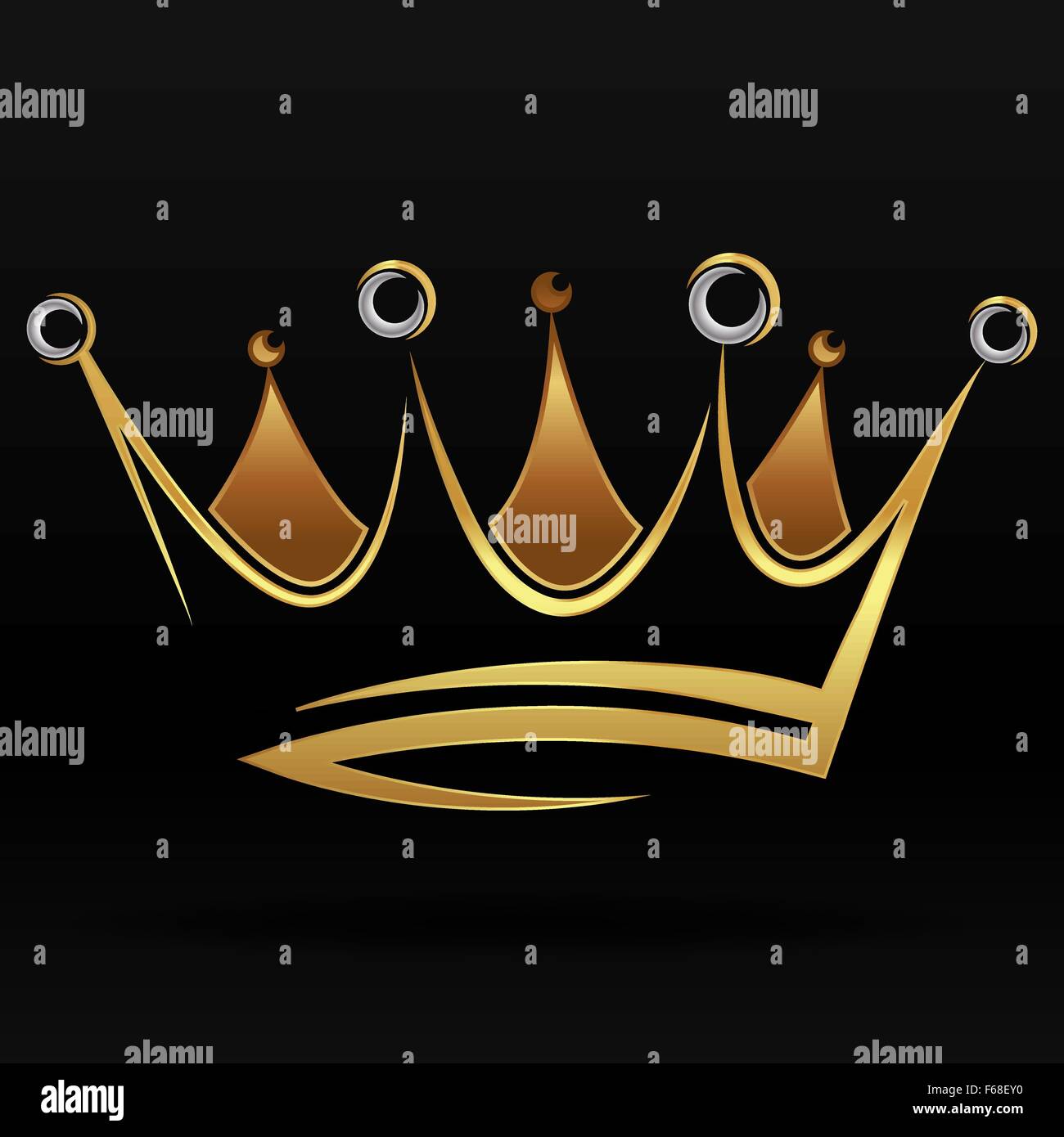 Résumé d'or couronne pour la conception graphique et le logo sur fond noir Illustration de Vecteur