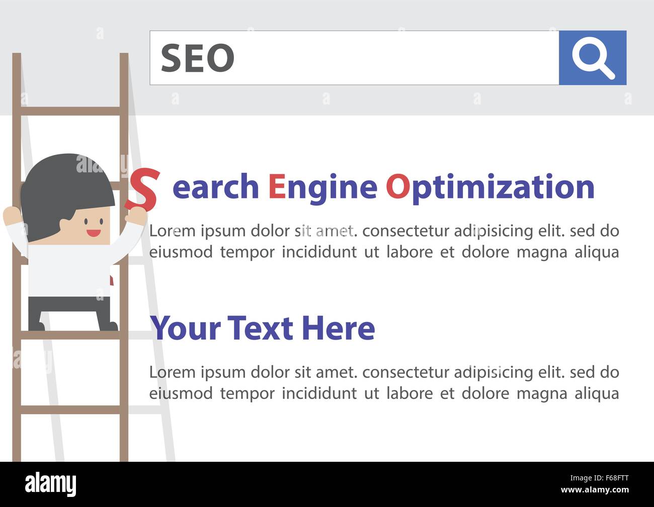 Businessman doing Search Engine Optimization ou SEO, VECTOR, EPS10 Illustration de Vecteur