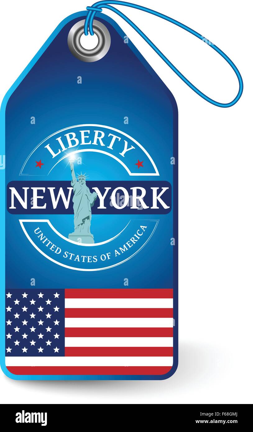 Tag avec la Statue de la Liberté à New York Illustration de Vecteur