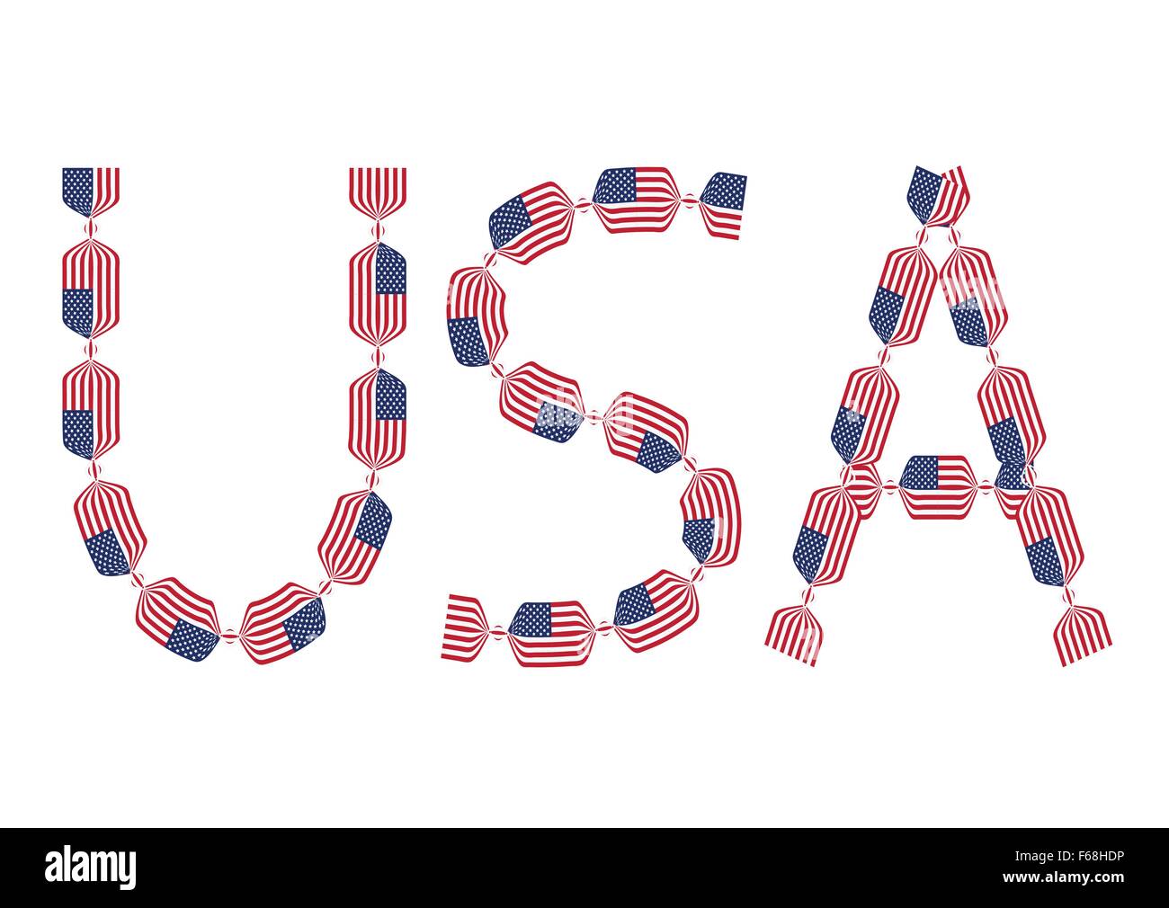 États-unis d'inscription a été faite à partir de USA Drapeaux en forme de bonbons Illustration de Vecteur