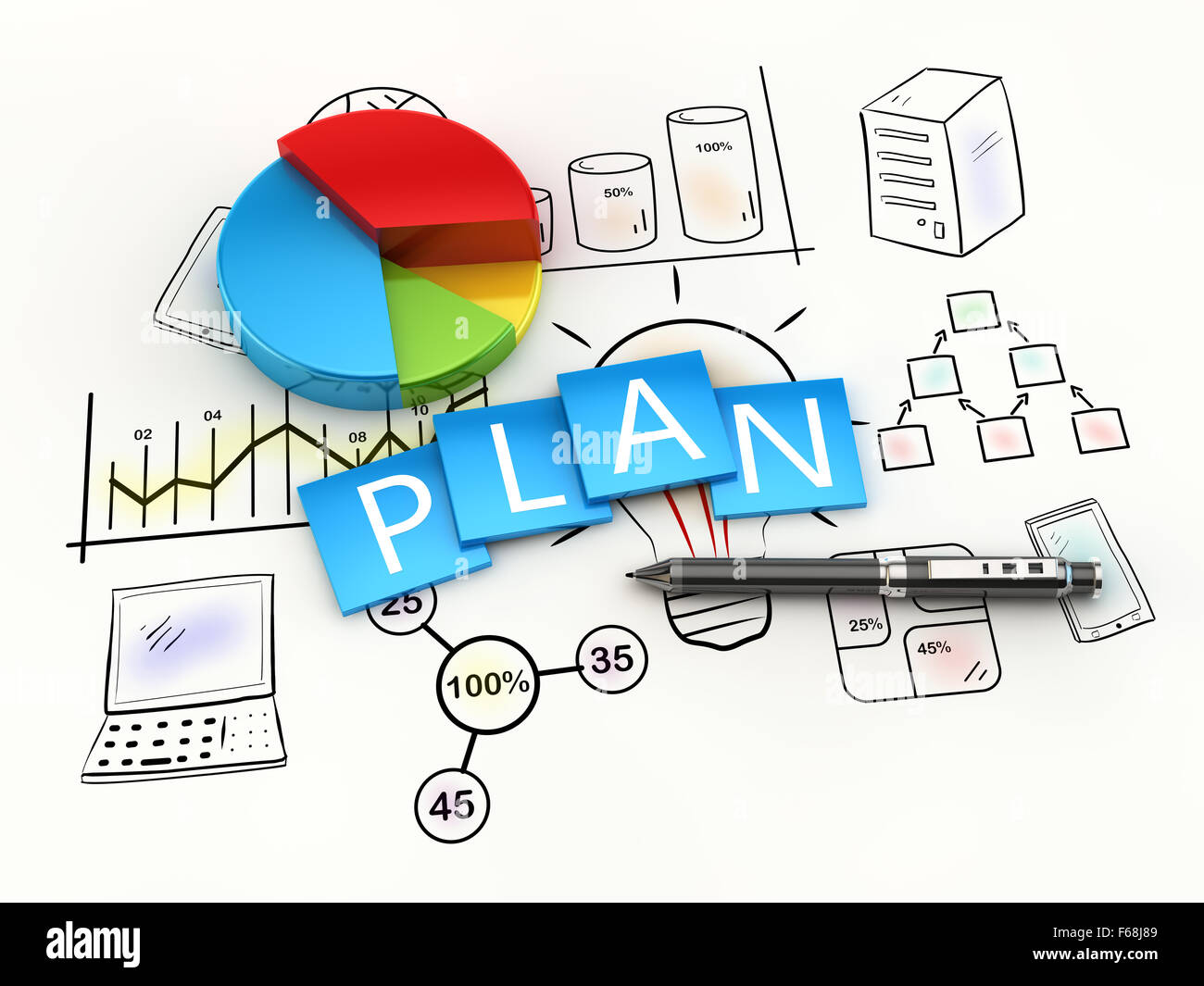 La planification de la gestion des finances et comme un concept Banque D'Images