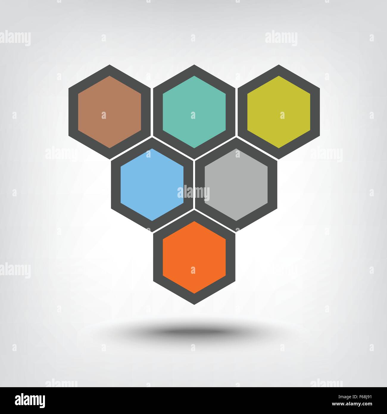 Six hexagones comme étapes séquentielles de Illustration de Vecteur