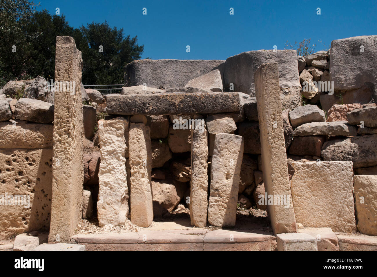 Un complexe de quatre temples construits à partir de 3250 BC avec coral calcaire était un complexe culturel d'un Mégalithe de la culture sur Malte. Banque D'Images