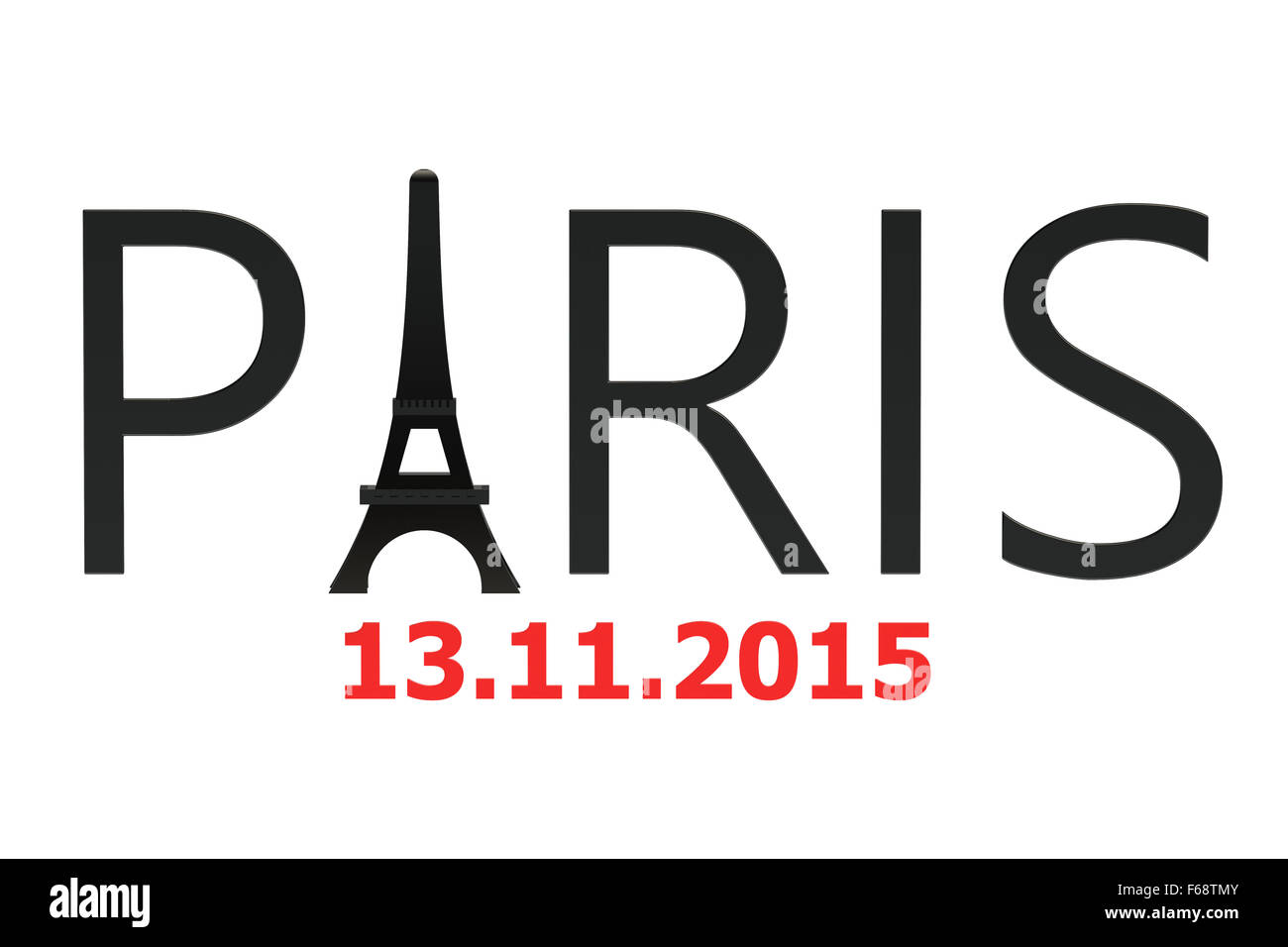 Les attaques de Paris novembre 2015 concept isolé sur fond blanc Banque D'Images