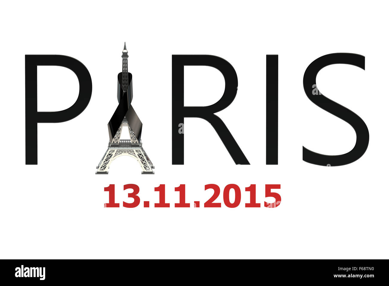 Attaques de terreur Paris concept isolé sur fond blanc Banque D'Images