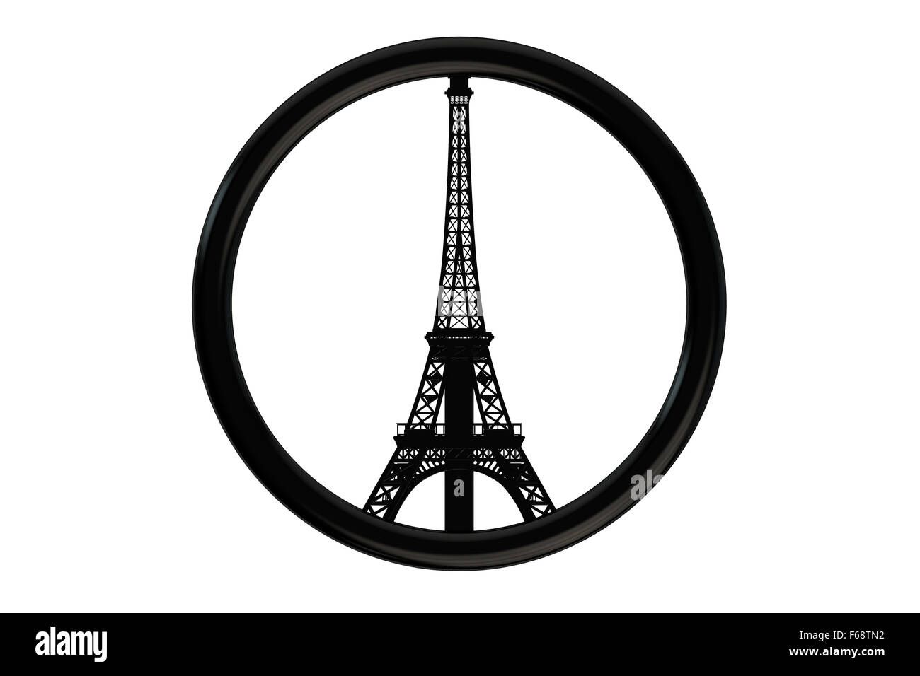 Attaques de terreur Paris concept symbole isolé sur fond blanc Banque D'Images