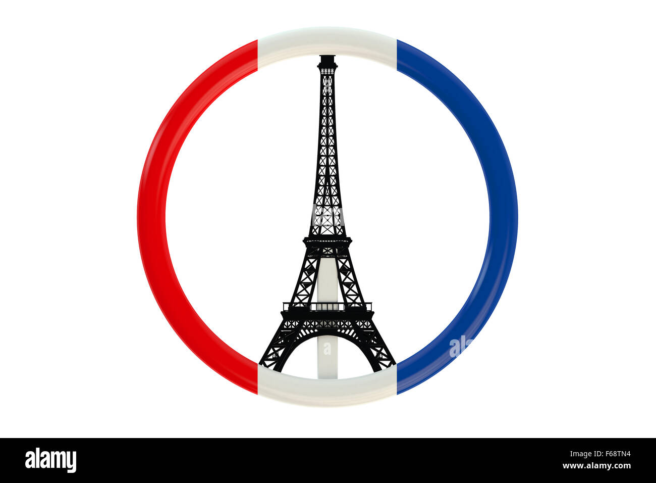 Attaques de terreur Paris concept avec drapeau symbole isolé sur fond blanc Banque D'Images