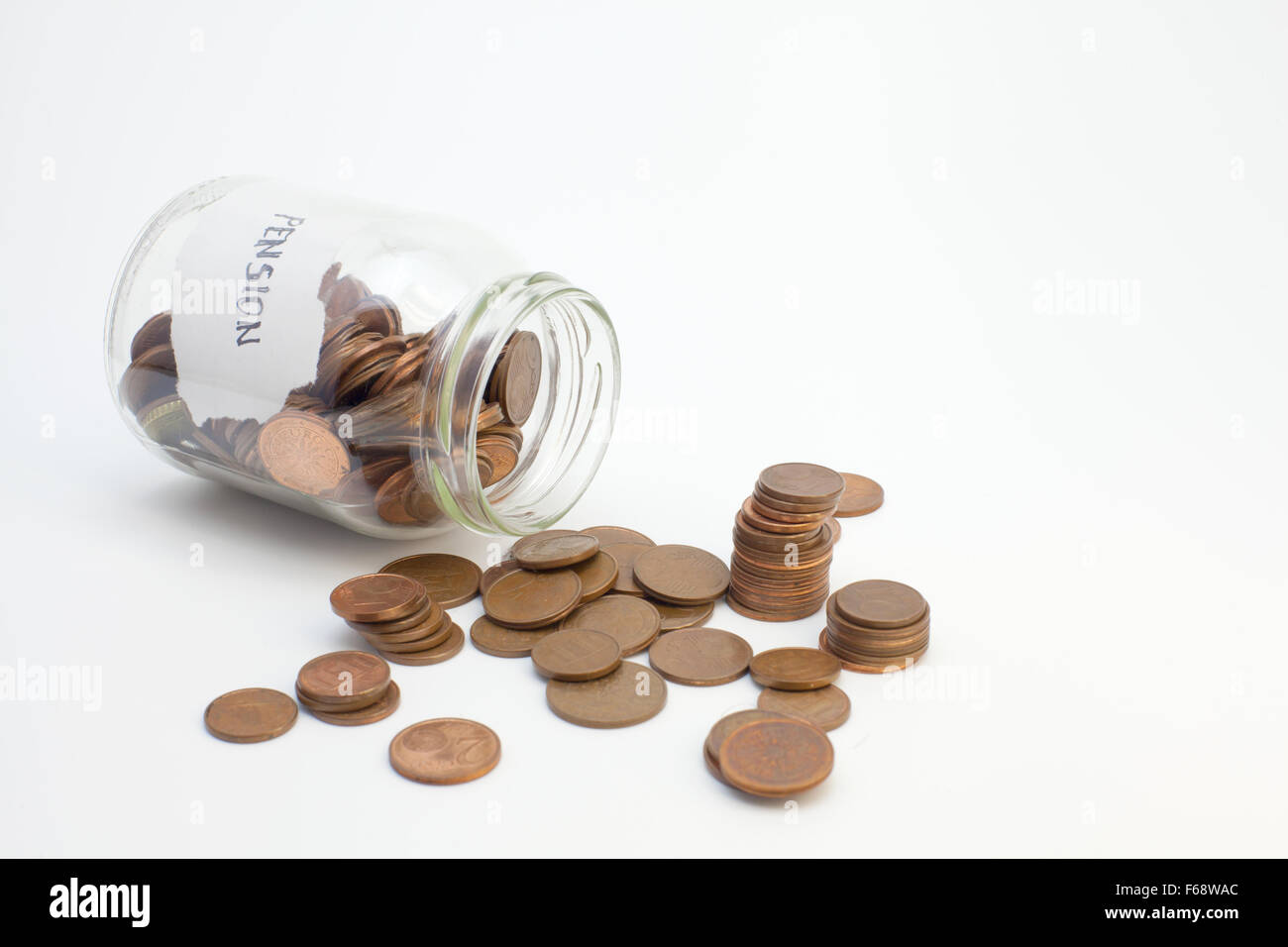 Pension (pièces de monnaie dans un bocal en verre) Banque D'Images