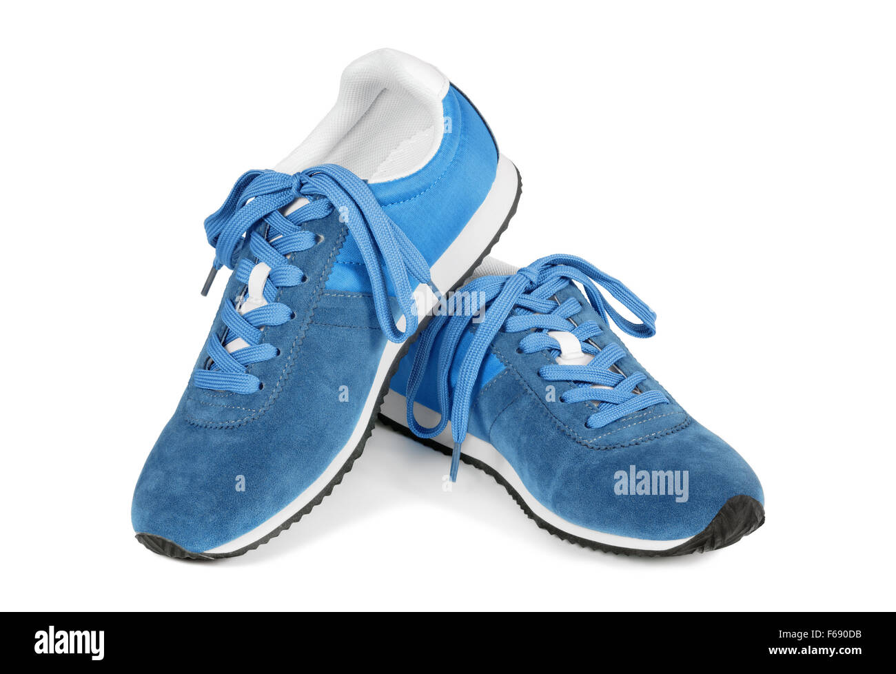 Chaussures de course bleu isolé sur fond blanc. Style Casual chaussures de sport. Banque D'Images