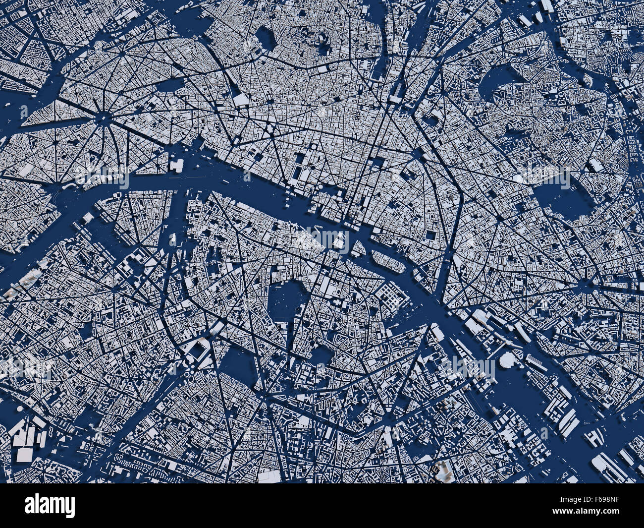 Une carte de Paris en noir et blanc, la France, la vue satellite Banque D'Images