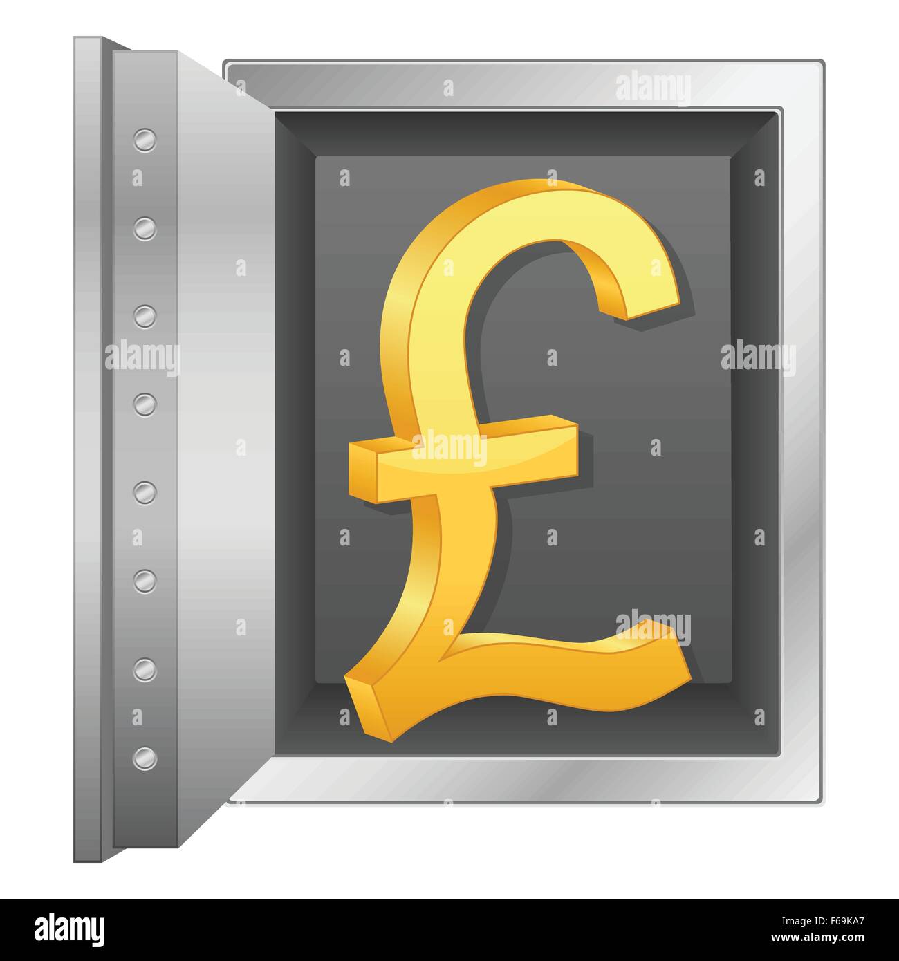 Coffre-fort de banque avec British pound symbol. Vector illustration. Illustration de Vecteur