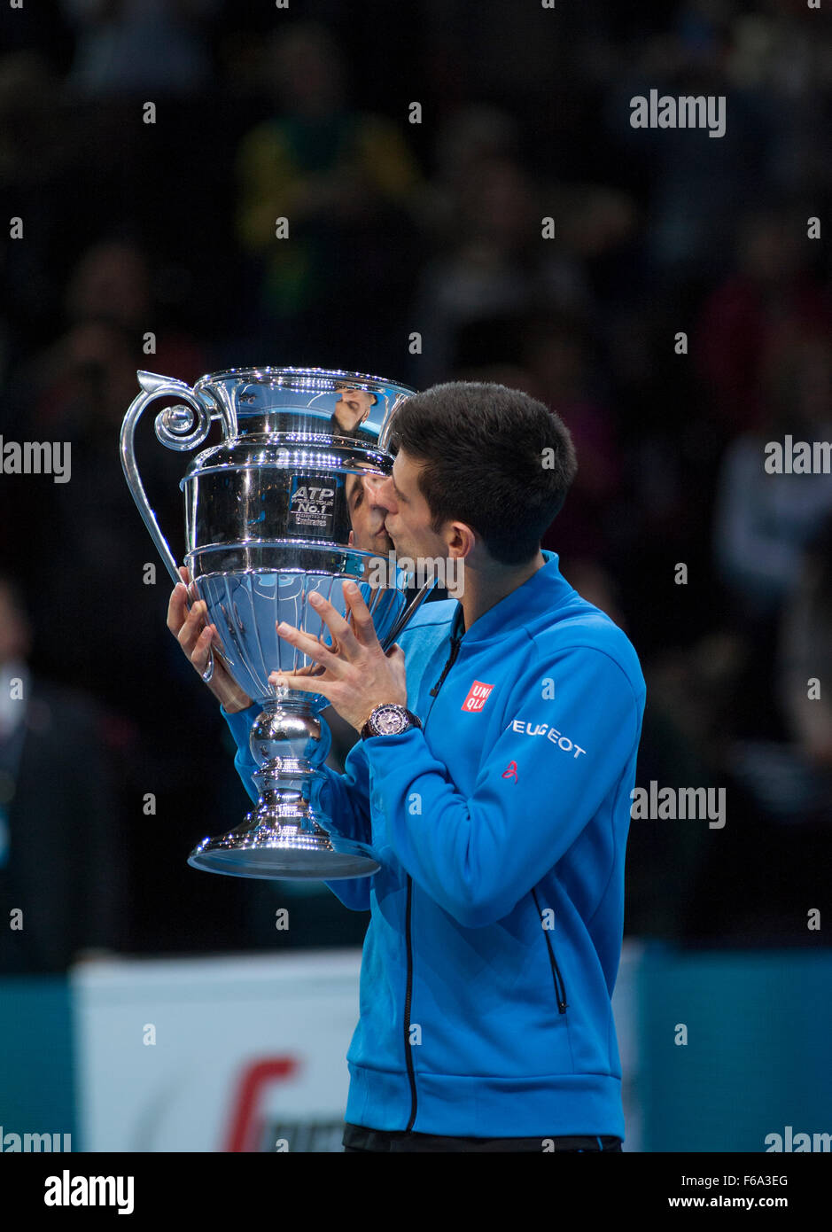 O2 Arena, London, UK. 15 Nov, 2015. Novak Djokovic a signé la fin de l'exercice no 1 Unis Classement ATP pour une quatrième fois. Credit : sportsimages/Alamy Live News Banque D'Images