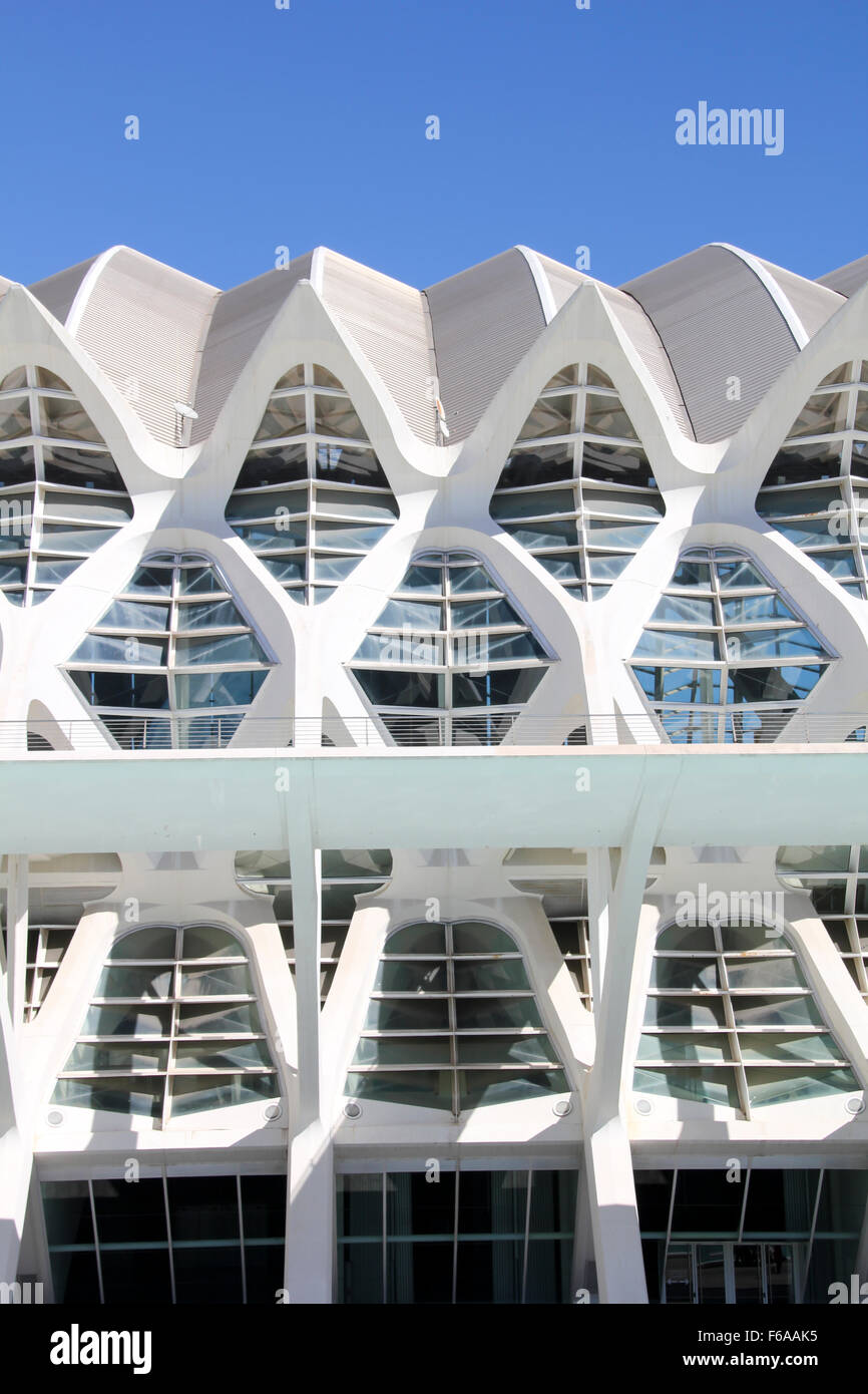 VALENCIA, Espagne - 30 septembre 2012 : Détail de la Cité des Arts et des Sciences de Valence, en Espagne. Ville a été conçue par Santiago Banque D'Images