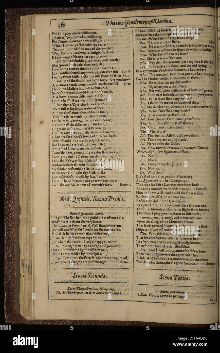 First Folio Les deux messieurs de Vérone, p 17 Banque D'Images