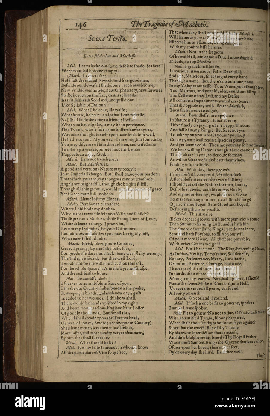 First Folio La tragédie de Macbeth, p 16 Banque D'Images