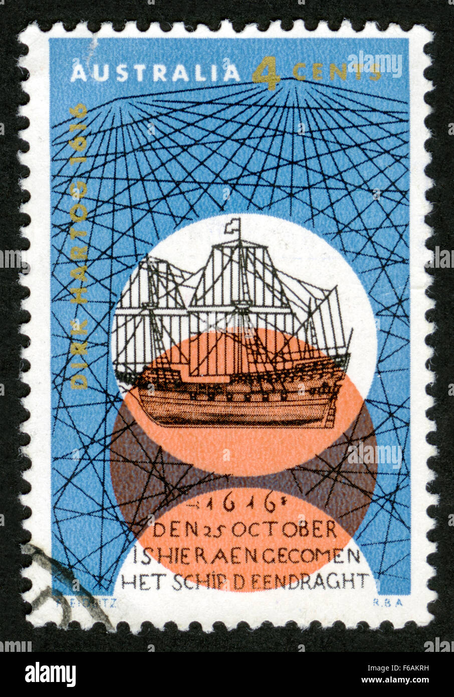 L'Australie, mark post,stamp, navire Banque D'Images