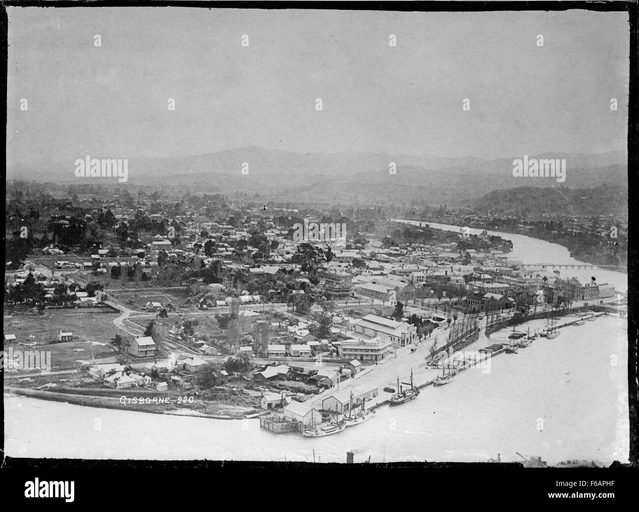 Vue panoramique de Gisborne prises de Kaiti Hill Banque D'Images