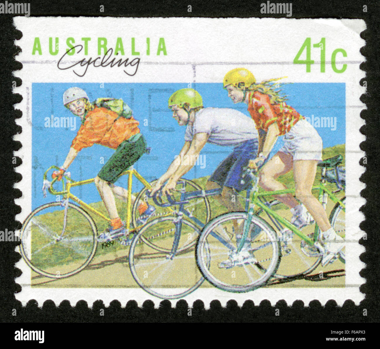 L'Australie, mark post,stamp,sports, randonnée à vélo, vtt, voyager Banque D'Images