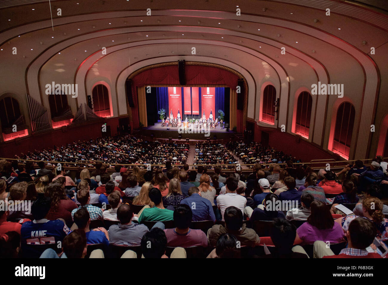 Kerry secrétaire prononce un discours sur la politique étrangère des États-Unis à l'Université d'Indiana Bloomington Banque D'Images