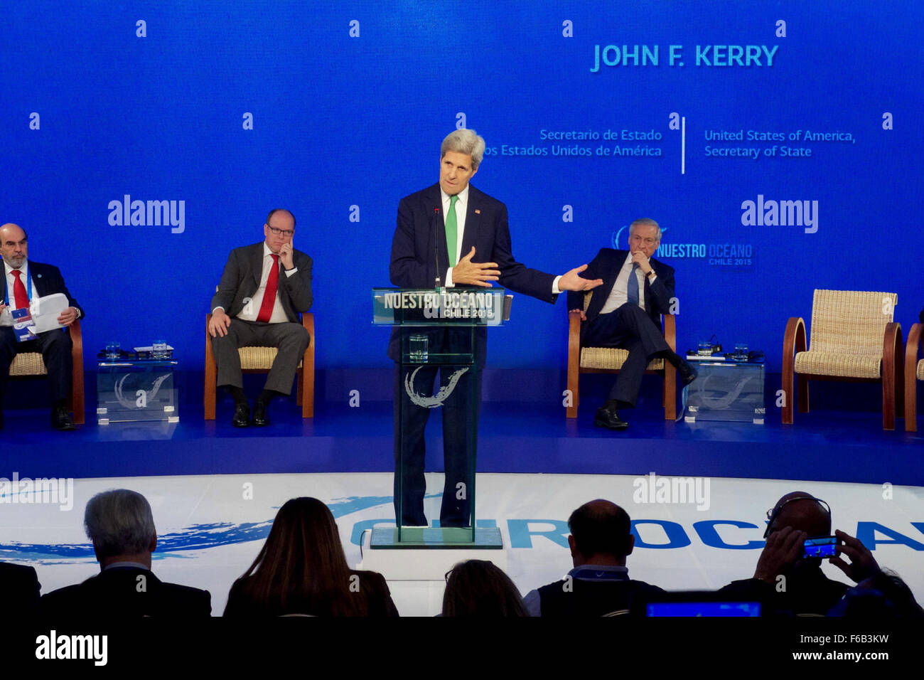 Kerry secrétaire prononce une allocution à la Conférence 2015 de l'océan notre segment de haut niveau dans la région de Valparaíso Banque D'Images