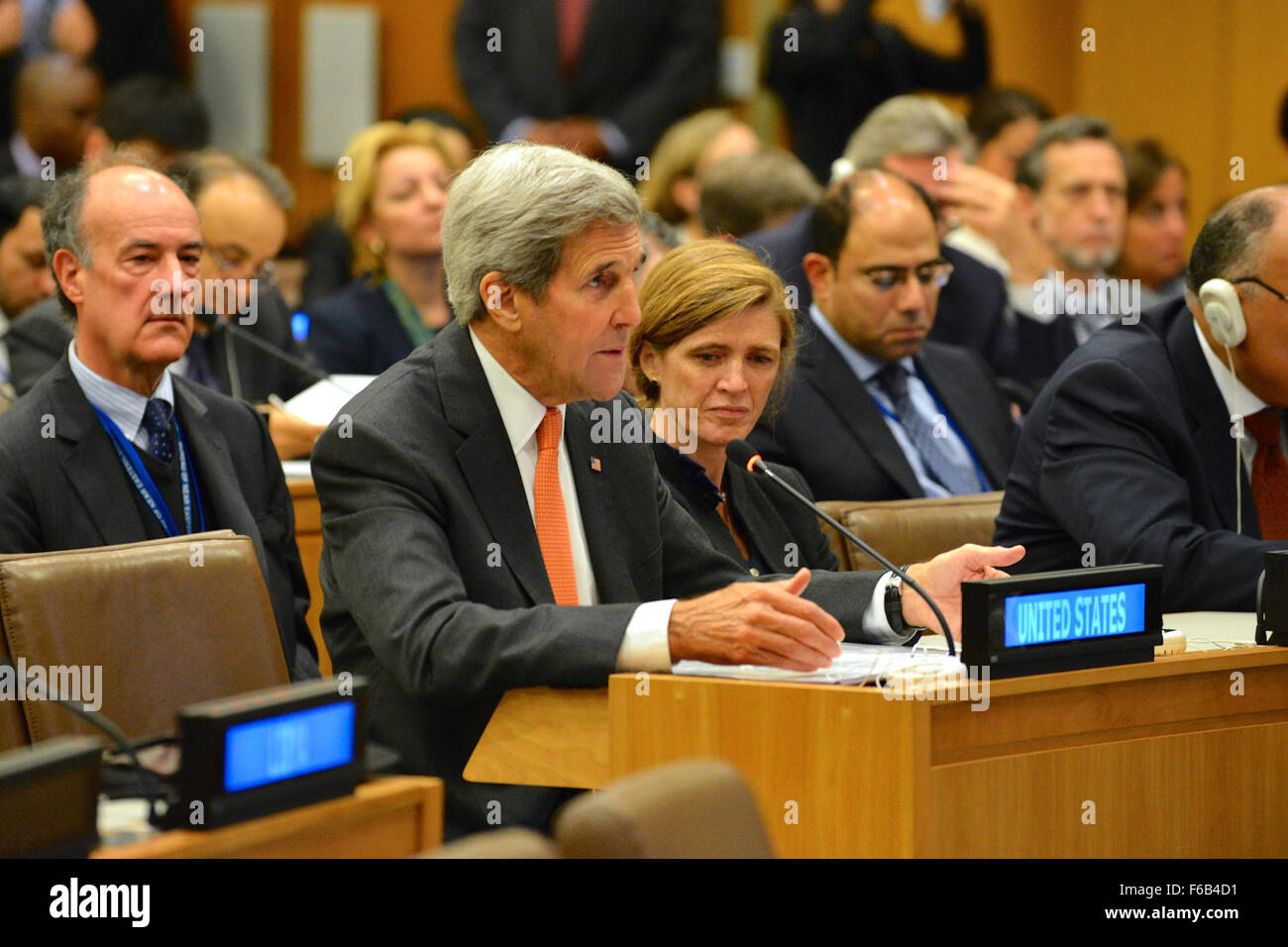 Kerry secrétaire participe à la réunion de haut niveau sur la Libye ministériel à l'ONU, à New York City Banque D'Images