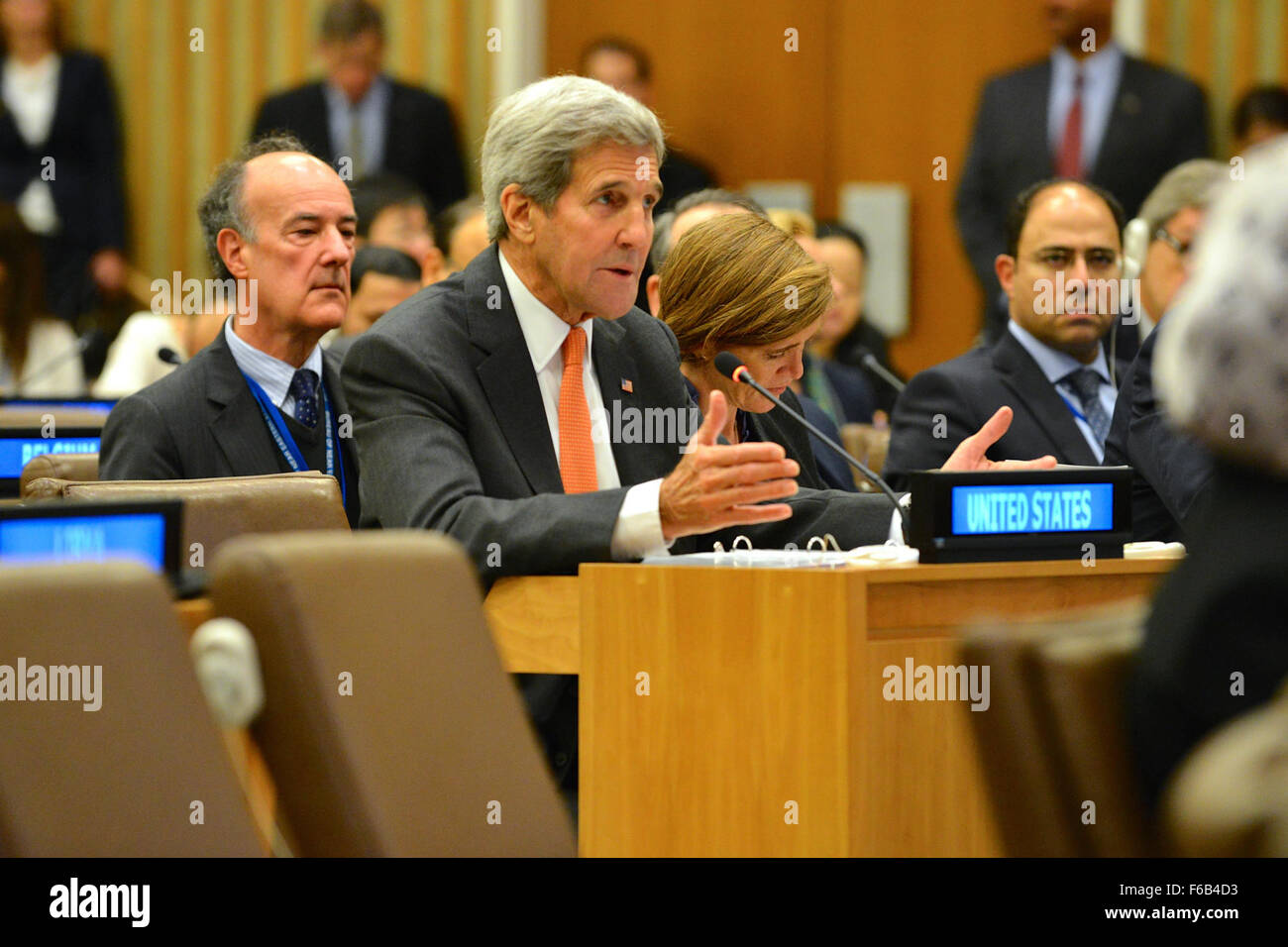 Kerry secrétaire participe à la réunion de haut niveau sur la Libye ministériel à l'ONU, à New York City Banque D'Images