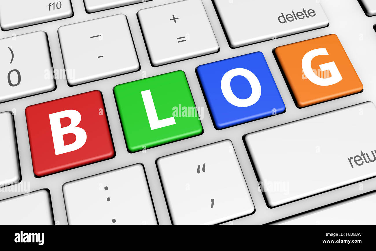 Blogging et web bannière concept Internet avec Blog sign on colorful touches. Banque D'Images
