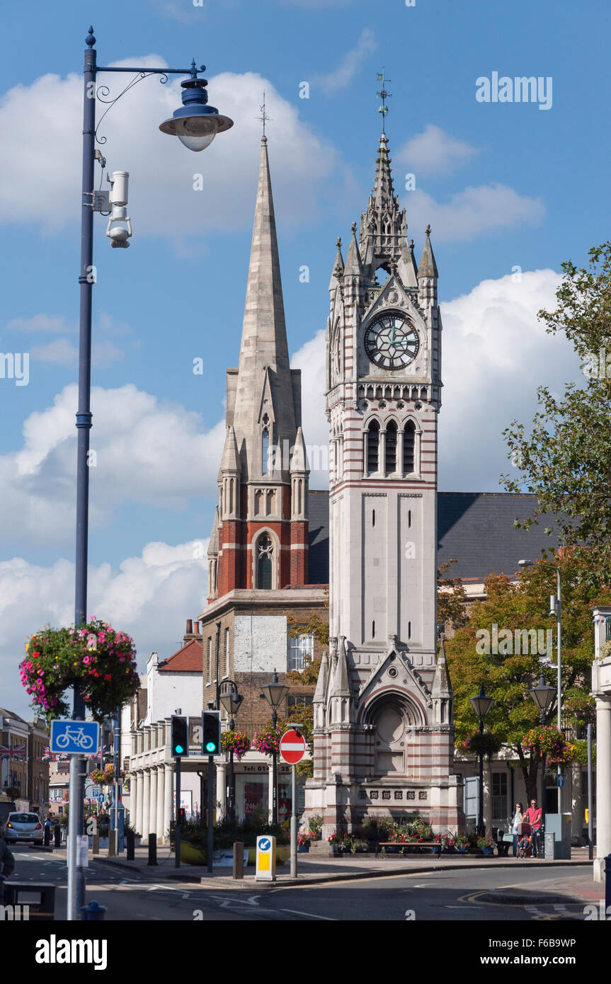 Gravesend Tour de l'horloge et l'Église méthodiste, Milton Road, Gravesend, Kent, Angleterre, Royaume-Uni Banque D'Images