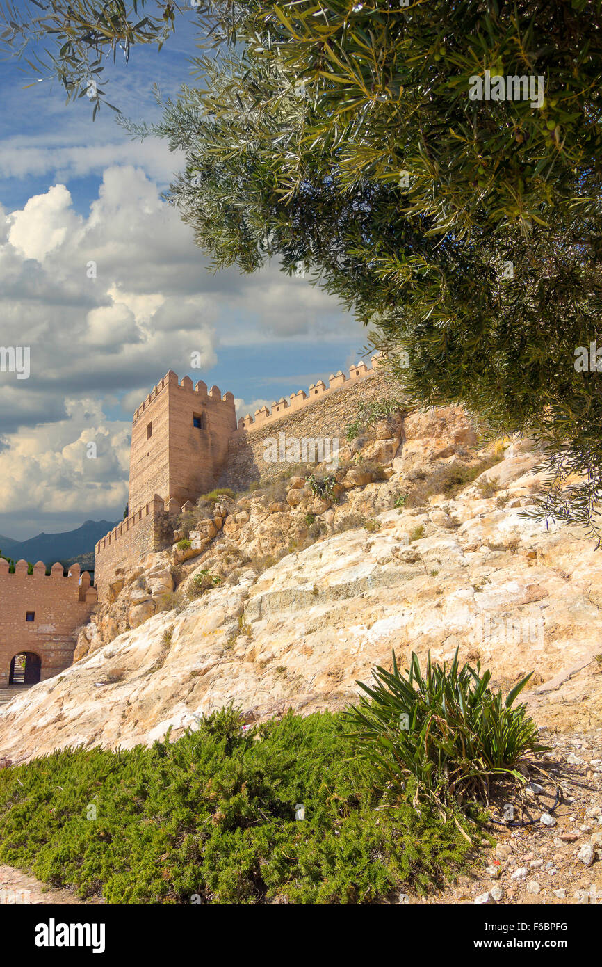 La Alcazaba et les murs du Cerro de San Cristobal, Almeria Espagne Banque D'Images