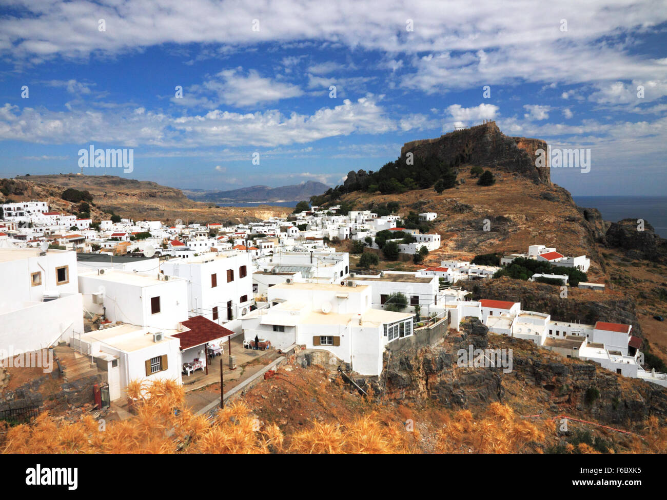 Acropole, Lindos, Rhodes, Grèce. Banque D'Images