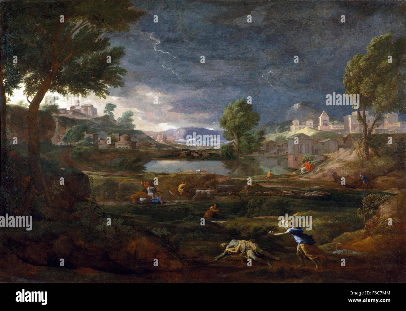 Nicolas Poussin - Paysage orageux avec Pyramus et Thisbe Banque D'Images