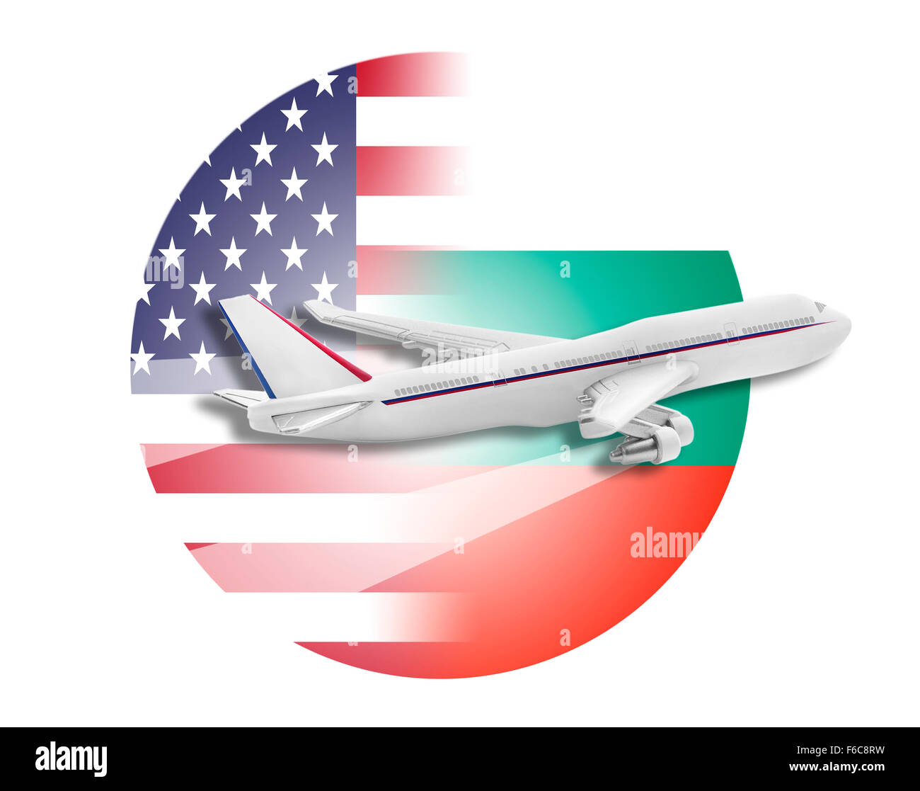 Avion, United States et drapeaux de la Bulgarie. Banque D'Images