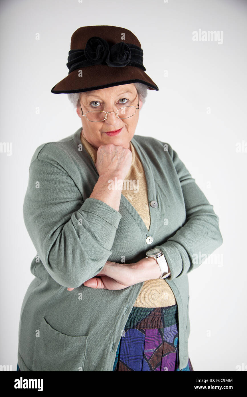 Tap dancing granny - Norma Cabble - pose en studio. Banque D'Images