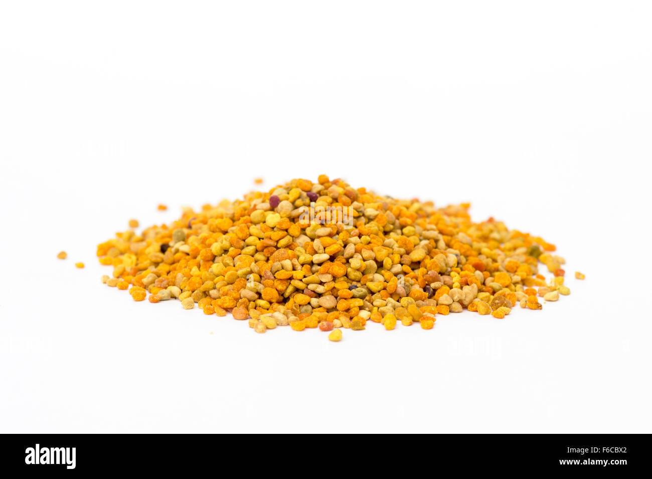 Bee pollen sur fond blanc Banque D'Images