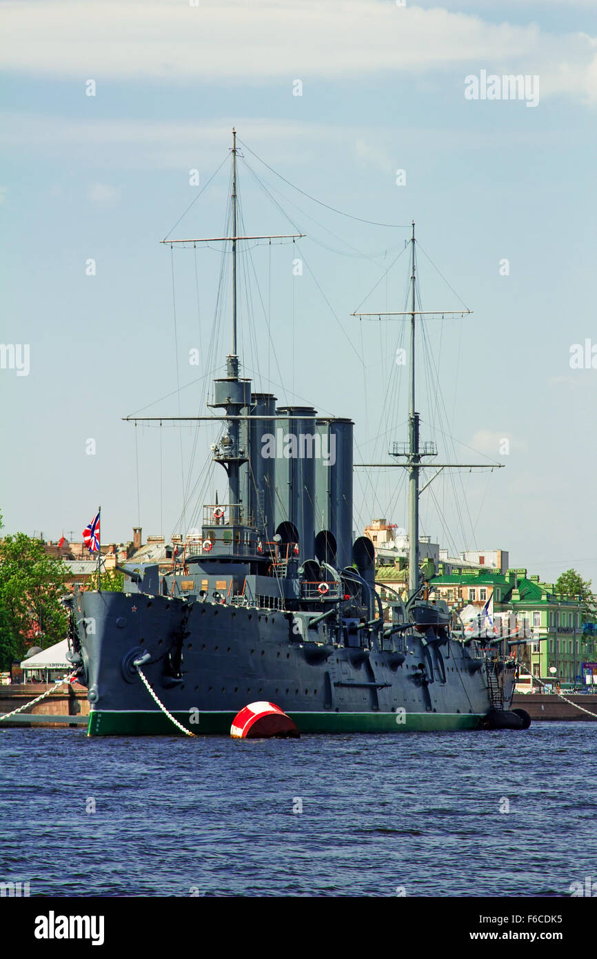 Saint Petersburg, Russie - 06 juin, 2014 : Cruiser Avrora Banque D'Images