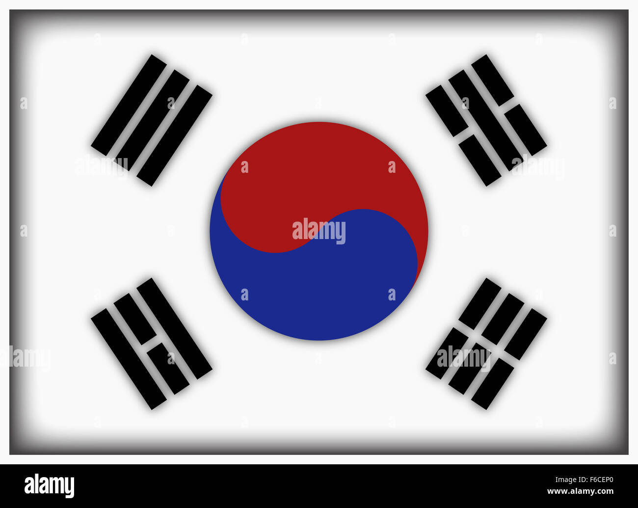 Un dessin du drapeau de la Corée du Sud isolé sur fond blanc Banque D'Images