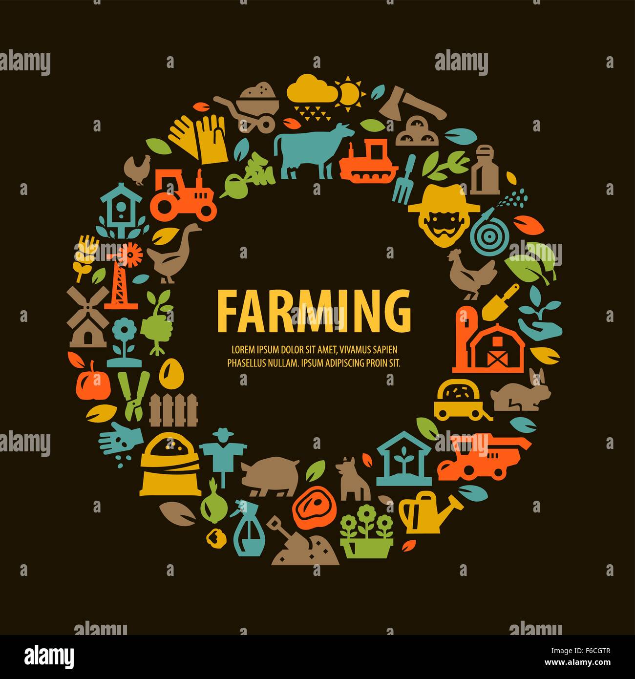 Farm set d'icônes. des signes et symboles Illustration de Vecteur