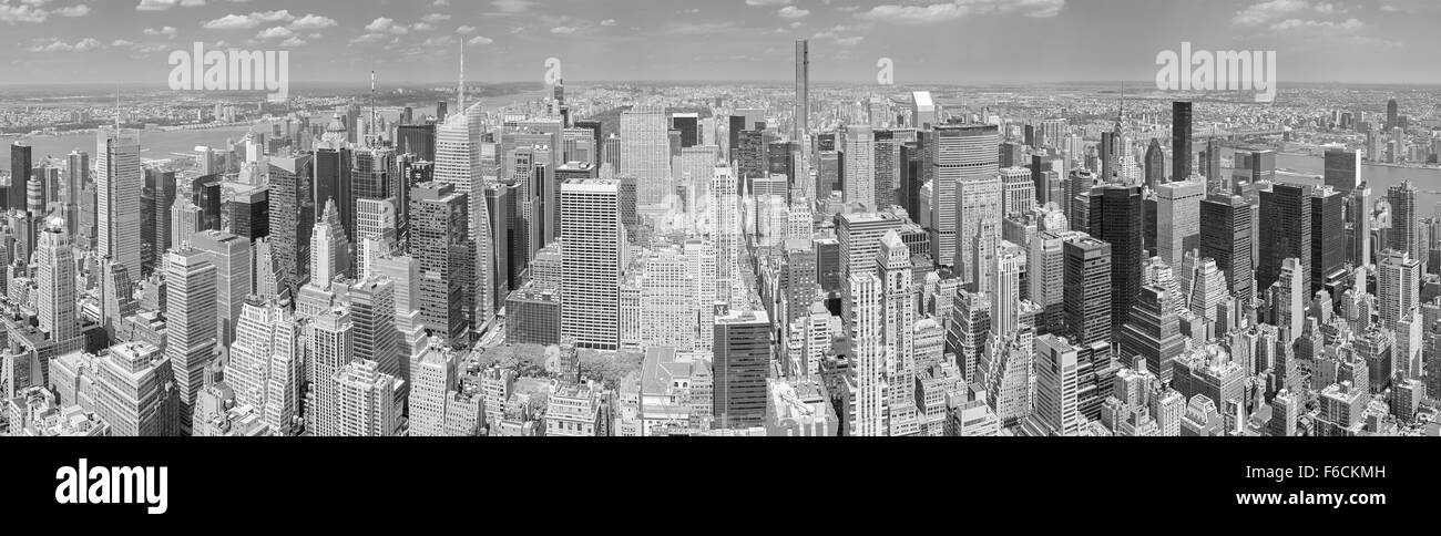 Noir et blanc photo panoramique de Manhattan, New York City, USA. Banque D'Images