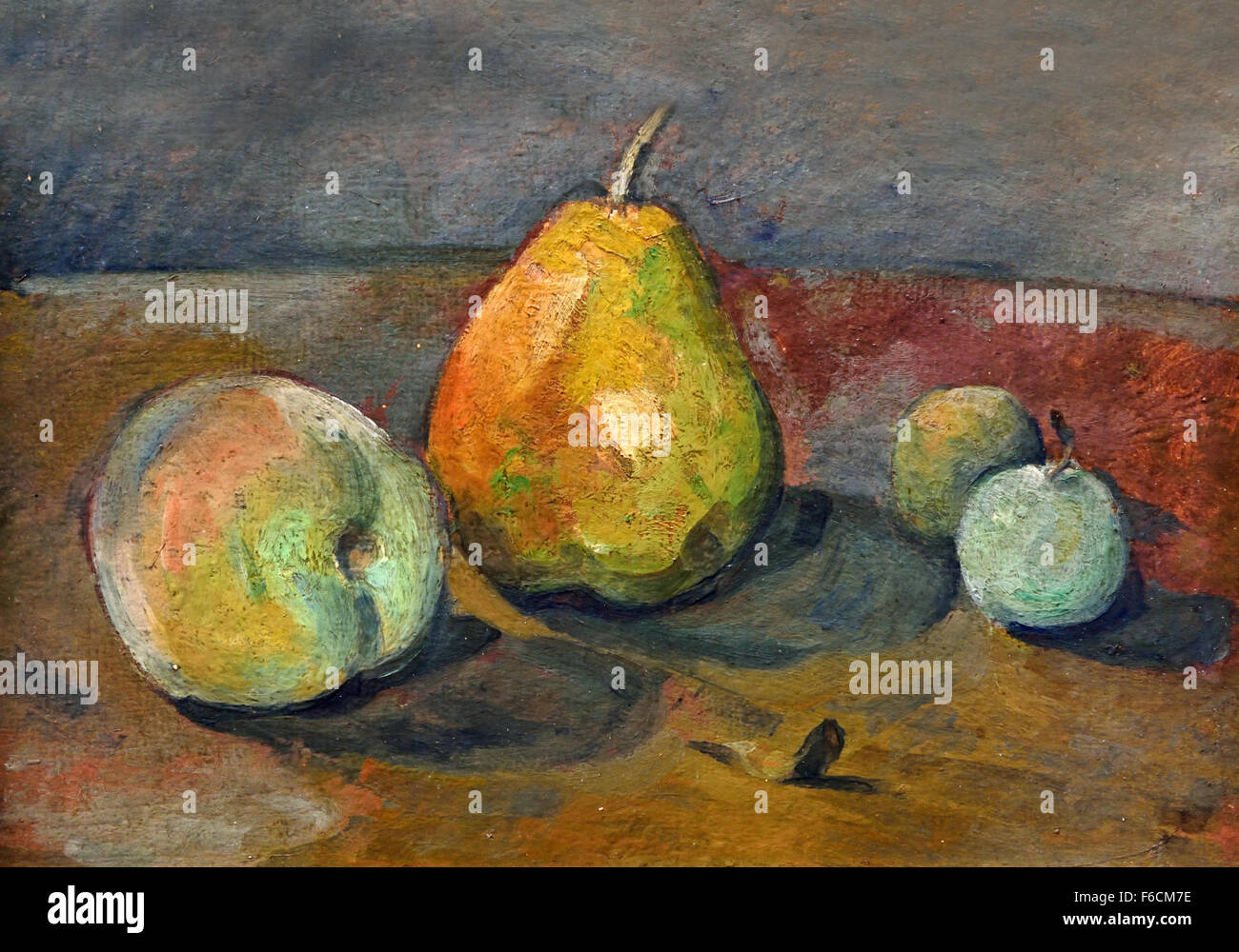 Nature morte, poire et pommes vertes - encore, de poire et de pomme verte en 1873 Paul Cézanne 1839-1906 France French Banque D'Images