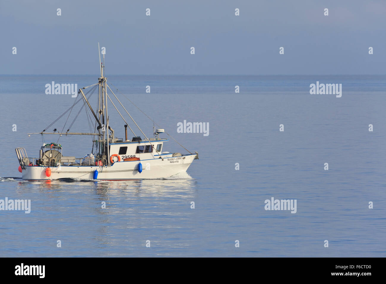 La pêche au filet maillant de saumon kéta dans le détroit de Géorgie, près de Nanaimo, île de Vancouver, Colombie-Britannique Banque D'Images