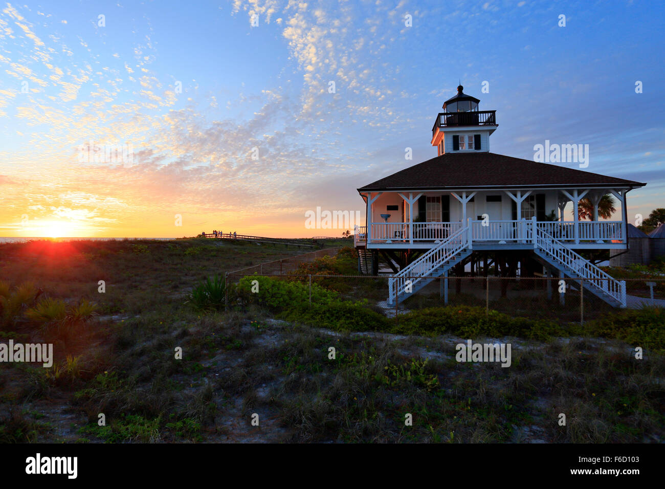 Port Boca Grande Lumière ou phare sur Gasparilla Island, Florida, USA Banque D'Images