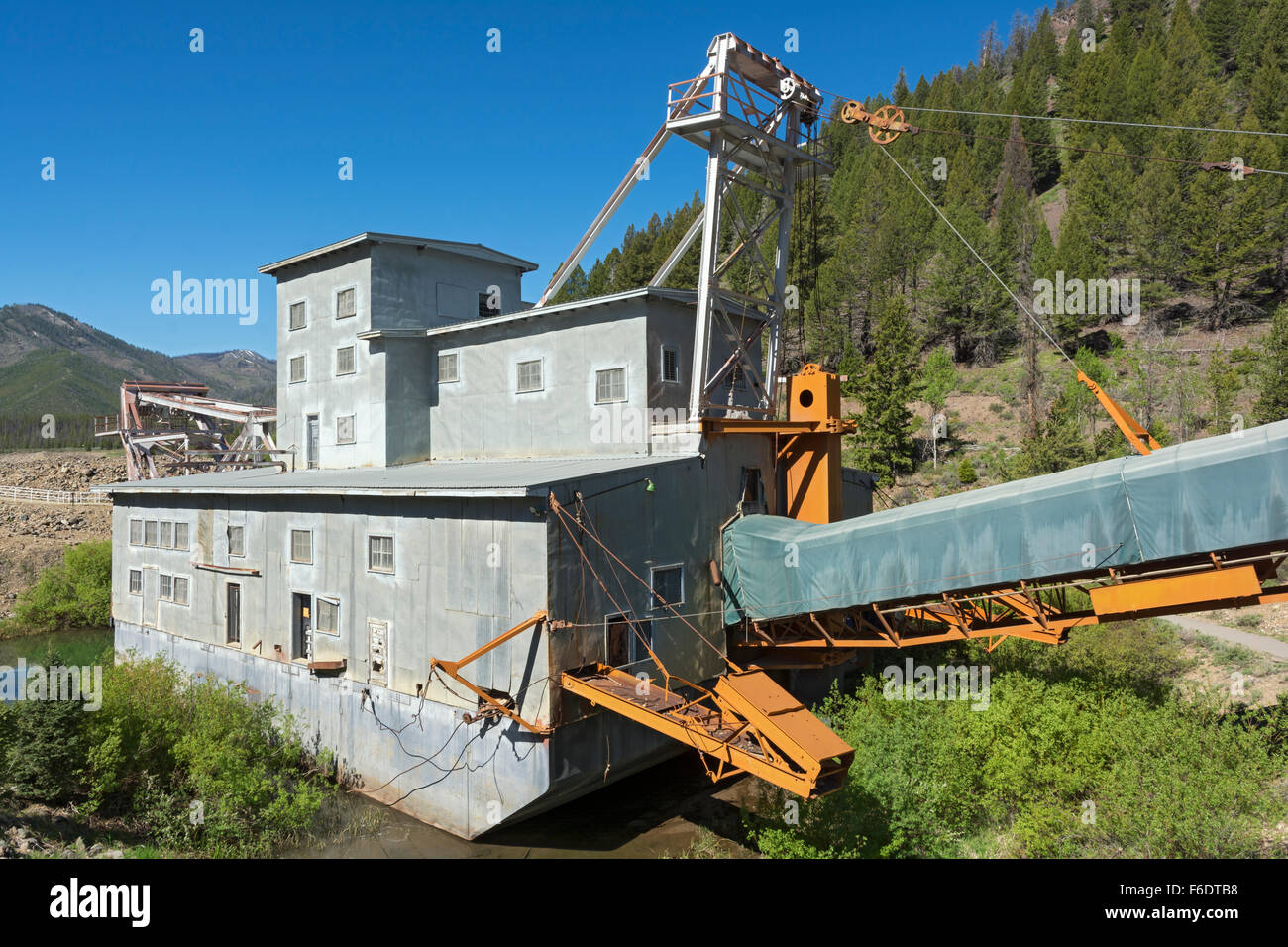 New York, Custer, Yankee Fork, drague exploité 1940-52 Banque D'Images