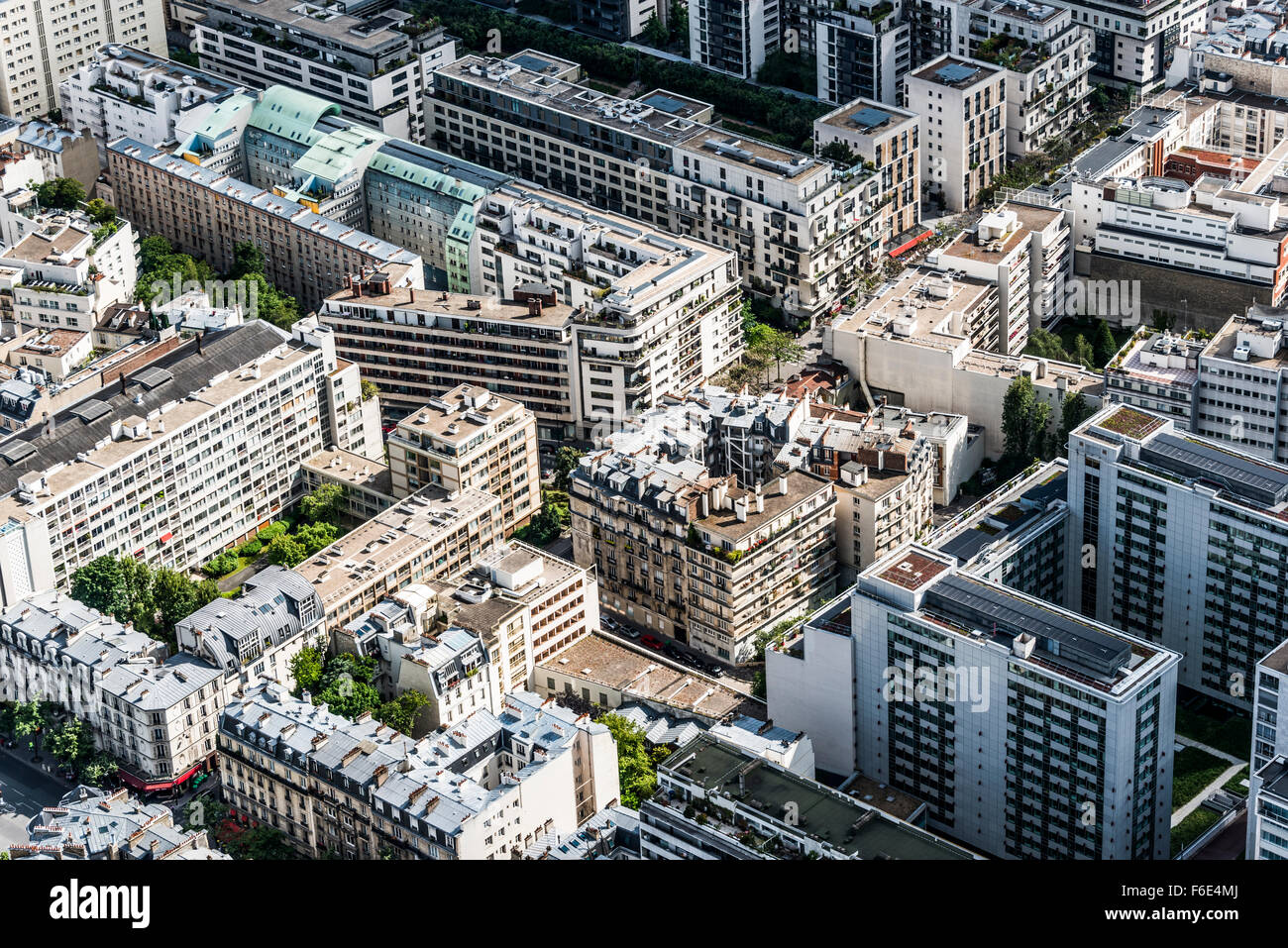 Vue sur les maisons et les rues de la Tour Eiffel, la Défense, Paris, Ile-de-France, France Banque D'Images