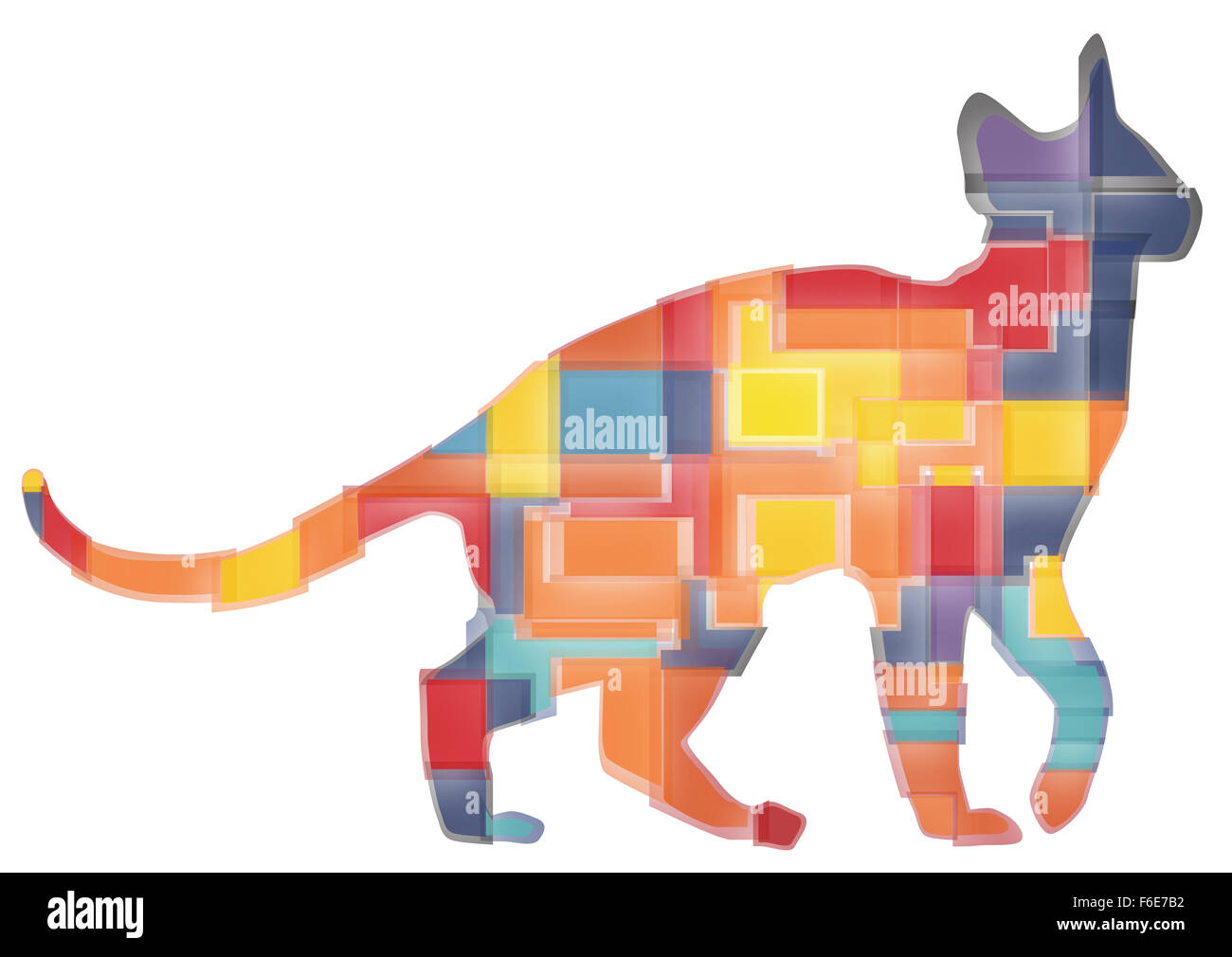 Résumé de la conception de la mosaïque colorée d'un chat domestique Banque D'Images