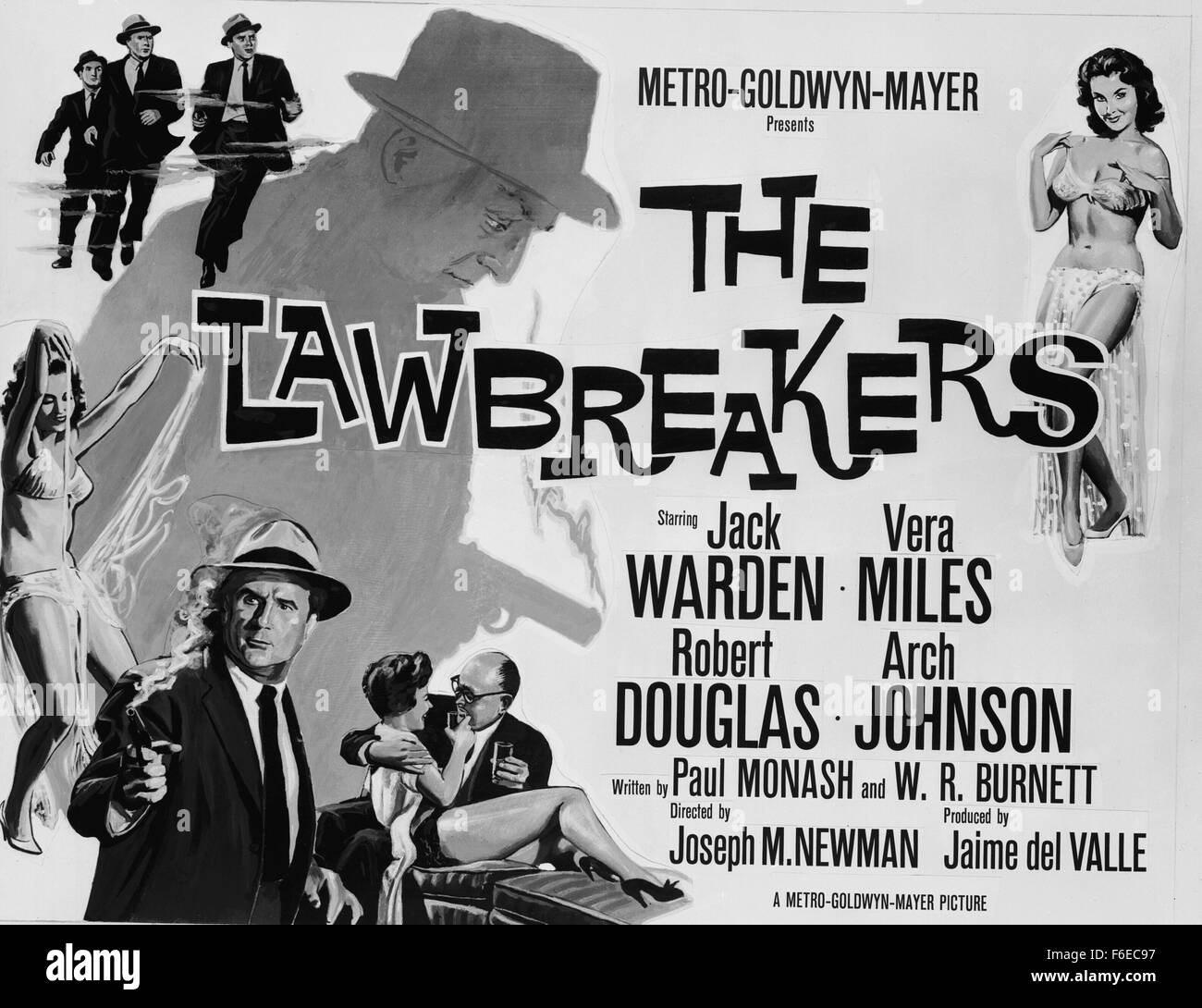 DATE DE SORTIE : 1960. Titre du film : les contrevenants. STUDIO : Metro-Goldwyn-Mayer (MGM). PLOT : . Sur la photo : VERA MILES comme Angela Walsh, ROBERT DOUGLAS Allen comme Bardeman, Jack Warden comme capitaine de police et ARCHE JOHNSON comme inspecteur en chef Gus. Honichek Banque D'Images
