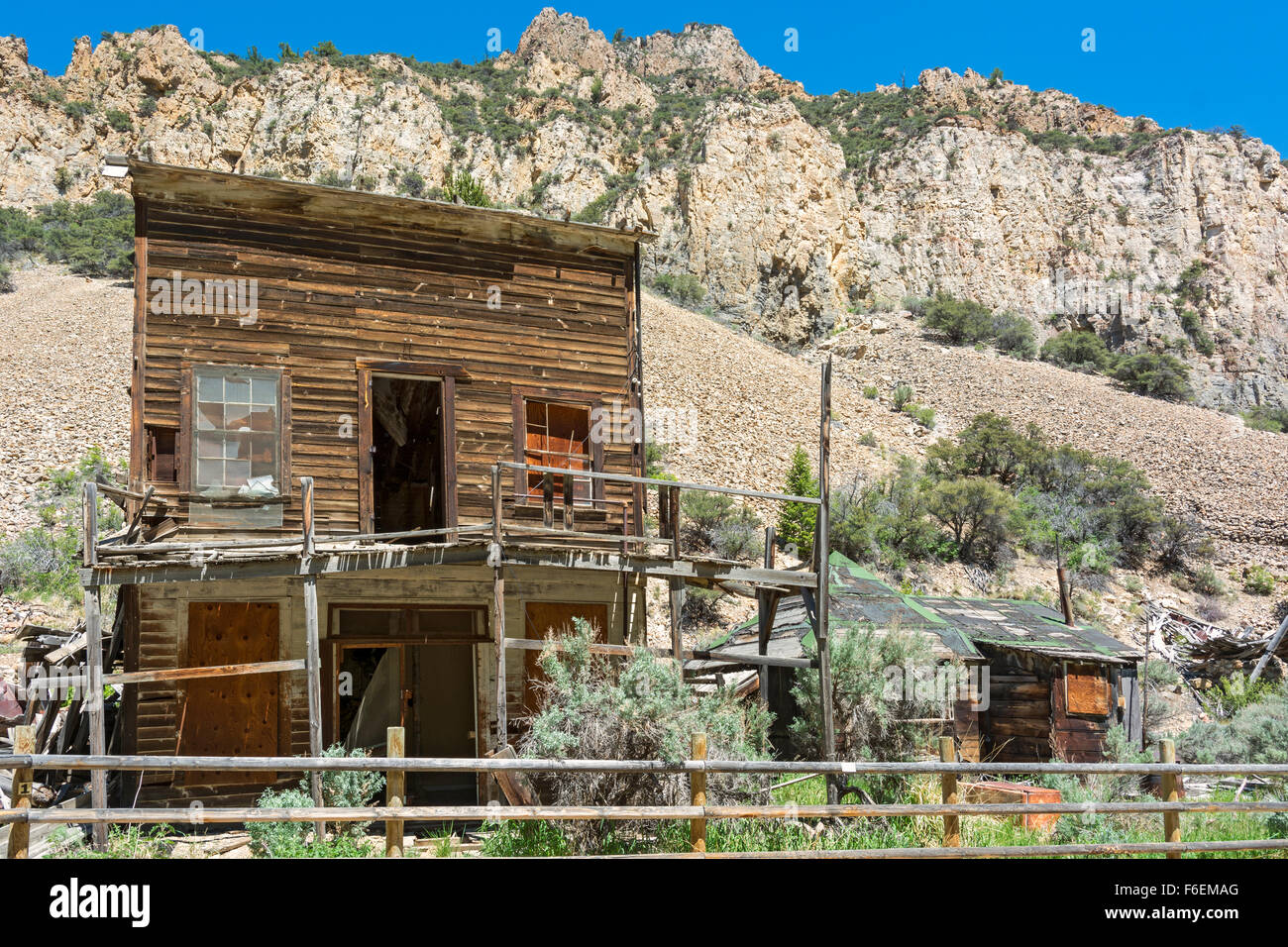 New York, Bayhorse, ville fantôme minière historique, l'hotel Banque D'Images